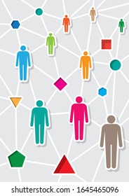 Pictogram design of geometric shapes, triangles, rectangles and people