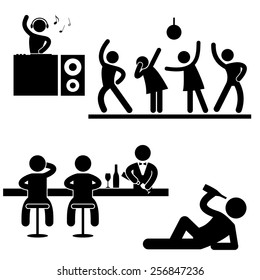 Pictogram Disco Party Silhouette Vector Icon Button