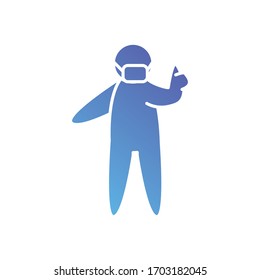 pictogram doctor with mouth mask icon over white background, gradient style, vector illustration