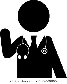 Pictogram of a doctor raising his hand