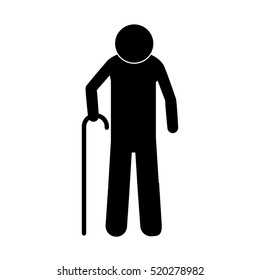 pictogram elderly man with walking stick