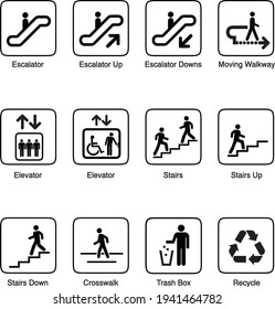 pictogram of escalator elevator stairs