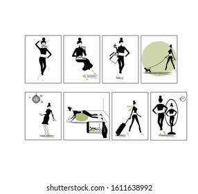 pictogram family- iconic girl lifestyle