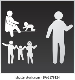 pictogram family people white silhouette