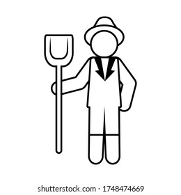 Pictogram Farmer Holding Shovel Over White Stock Vector (royalty Free 