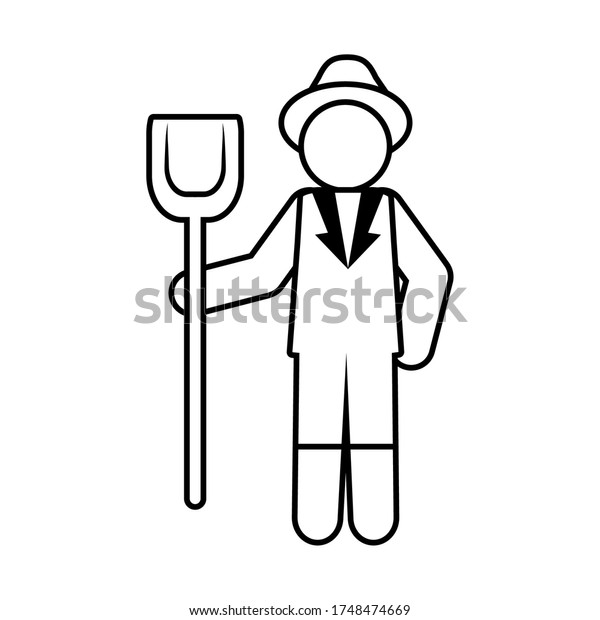 Pictogram Farmer Holding Shovel Over White Stock Vector (Royalty Free ...