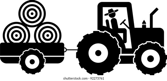 pictogram of a farmer on a tractor