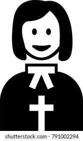 Pictogram of a female pastor wearing a priestly robes 