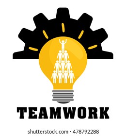 pictogram gears bulb teamwork support collaborative cooperation work icon set. Colorful design. Vector illustration
