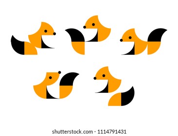 Pictogram of geometric squirrels. Geometric background. Vector illustration. 