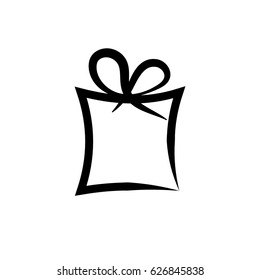 Pictogram gift icon. Black icon on white background.