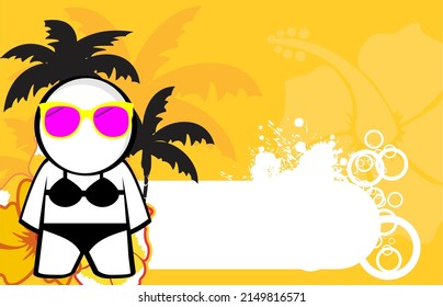 pictogram girl cartoon summer tropical background illustration in vector format