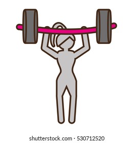 pictogram girl weight lifting barbell fitness sport vector illustration eps 10
