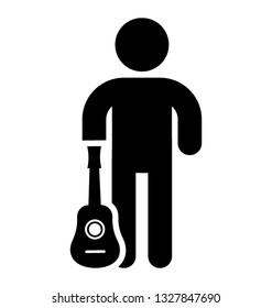 Pictogram of guitar player vector element.