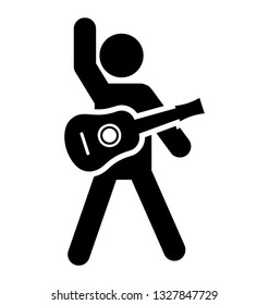 Pictogram of guitar player vector element.