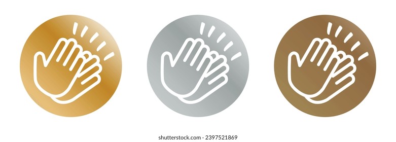 Pictogram hands clapping gold, silver and bronze color