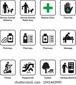 pictogram of health disabled drug medical and covid-19