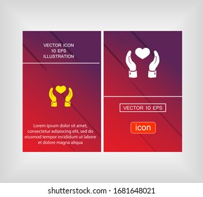 Pictogram of heart in hands icon. two hands hold a heart. love is warm. Heart in a safe place. heat and love transfer 10 eps