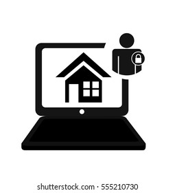 pictogram home security smart technology padlock vector illustration eps 10