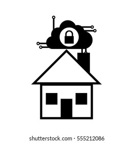 pictogram home security system technology cloud lock vector illustration eps 10