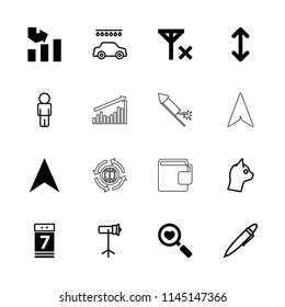 Pictogram icon. collection of 16 pictogram filled and outline icons such as graph, navigation arrow, heart search. editable pictogram icons for web and mobile.