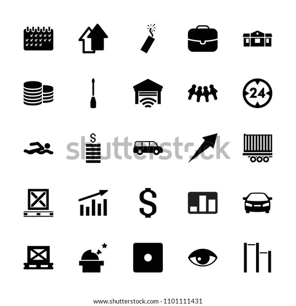 Pictogram icon. collection of
25 pictogram filled icons such as coin, dice, car, case, children,
cargo on palette, garage. editable pictogram icons for web and
mobile.