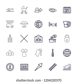 Pictogram icon. collection of 25 pictogram outline icons such as globe, screwdriver, user, calendar, bed, arrow, teacher, eye. editable pictogram icons for web and mobile.