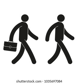 Pictogram icon man walks with a briefcase and without.