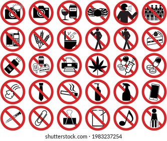 
Pictogram (icon) set expressing various prohibited acts