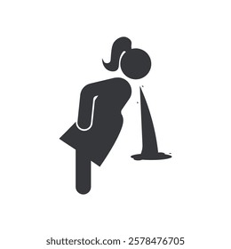 Pictogram icon for sick ill pregnant women, isolated on a white background, suitable for health or warning materials