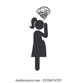 Pictogram icon for sick ill pregnant women, isolated on a white background, suitable for health or warning materials