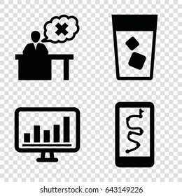 Pictogram icons set. set of 4 pictogram filled icons such as drink, teacher, chart