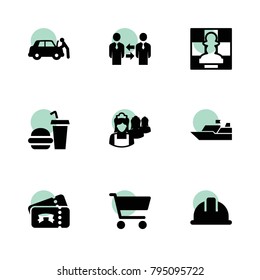 Pictogram icons. vector collection filled pictogram icons set.. includes symbols such as businessmen communication, car repair, maid. use for web, mobile and ui design.