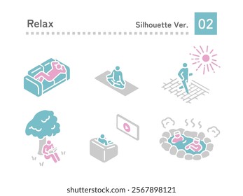 Pictogram illustration set of people relaxing