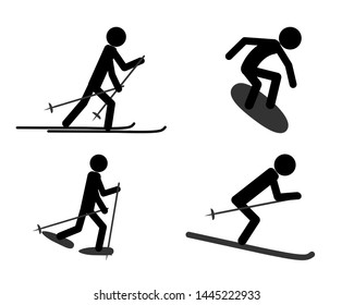 Pictogram of individual sports activities in winter