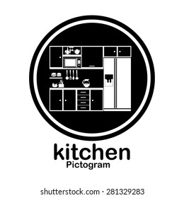 Pictogram kitchen design over white background, vector illustration