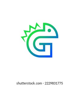 Das Piktogramm ist der Buchstabe G und Chameleon. Elegant und umrissen.