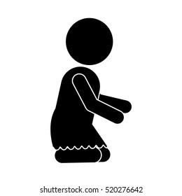 pictogram of little baby girl kneeling