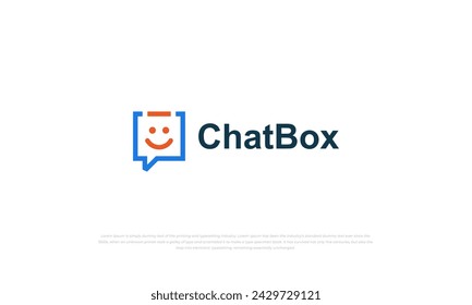 Piktogrammlogo für Chatbox, Kombination aus abstrakter Sprechblase und Smiley