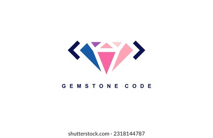 pictogram logo combination diamond and coding