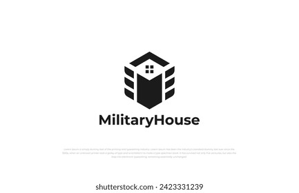 pictogram logo combination military shape and house