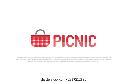 pictogram logo for picnic basket in red color