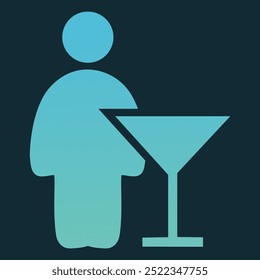 a pictogram of a man and an alcoholic drink vector icon