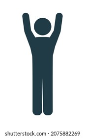 pictogram man with arms up
