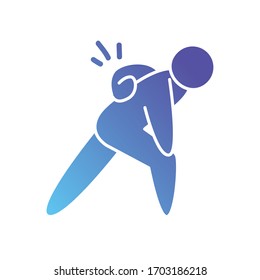 pictogram man with back pain icon over white background, gradient style, vector illustration