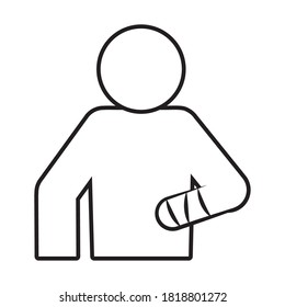 pictogram man with bandage in the hand over white background, line style, vector illustration