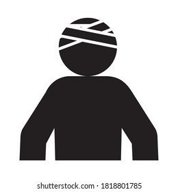 pictogram man with bandages on the head over white background, silhouette style, vector illustration