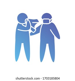pictogram man blowing nose and other man with mouth mask icon over white background, gradient style, vector illustration