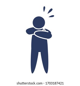 pictogram man with broken arm icon over white background, line style, vector illustration