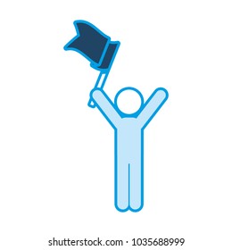pictogram man with a flag